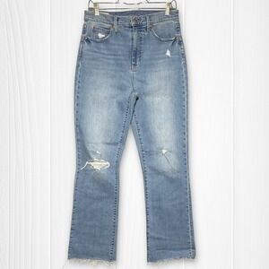 GAP Kick Fit High Rise Distressed Light Wash Denim Crop Jeans Women's 29/8T Tall